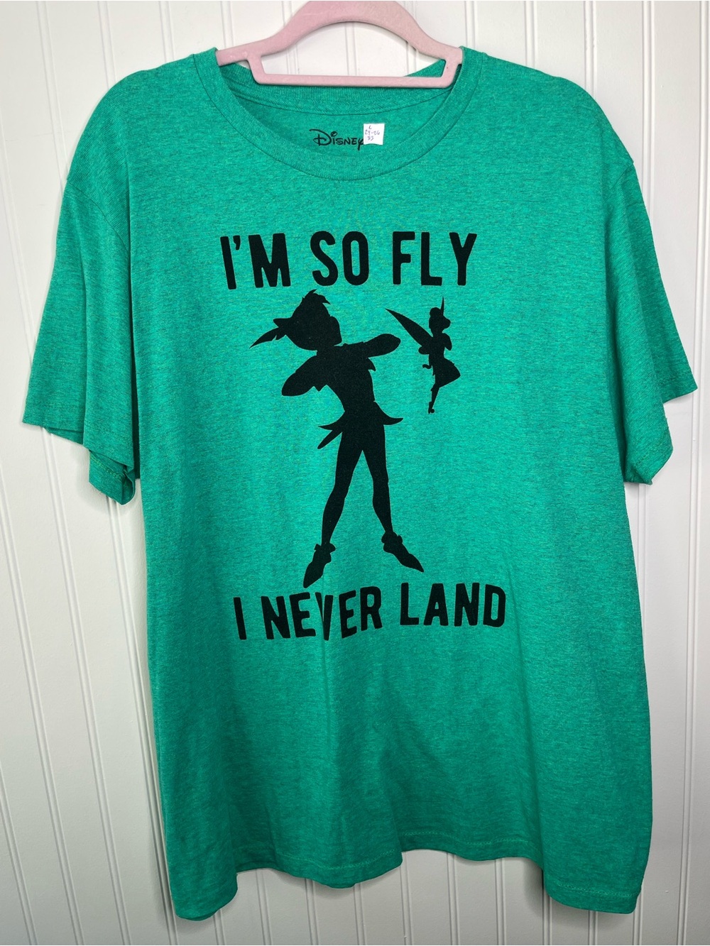 Disney Teal Green Peter Pan & Tinker Bell Graphic Tee Oversized Neverland Shirt
